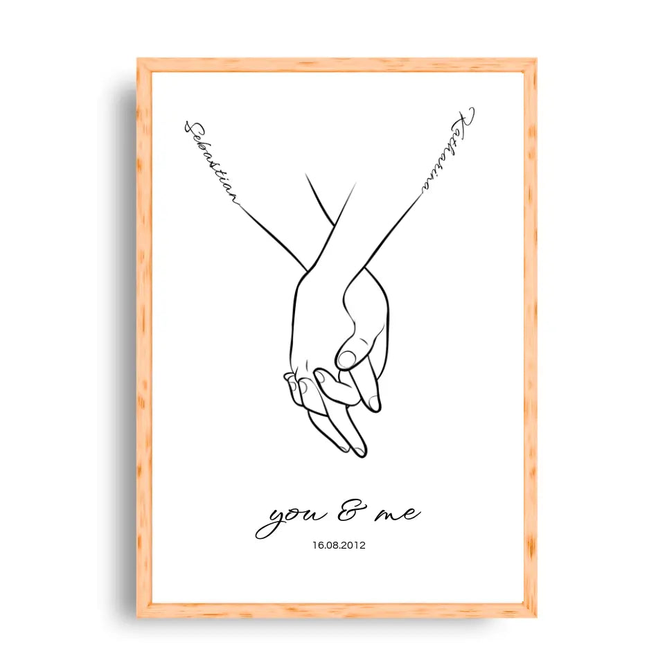 Hand in Hand Namen - Personalisiertes Poster