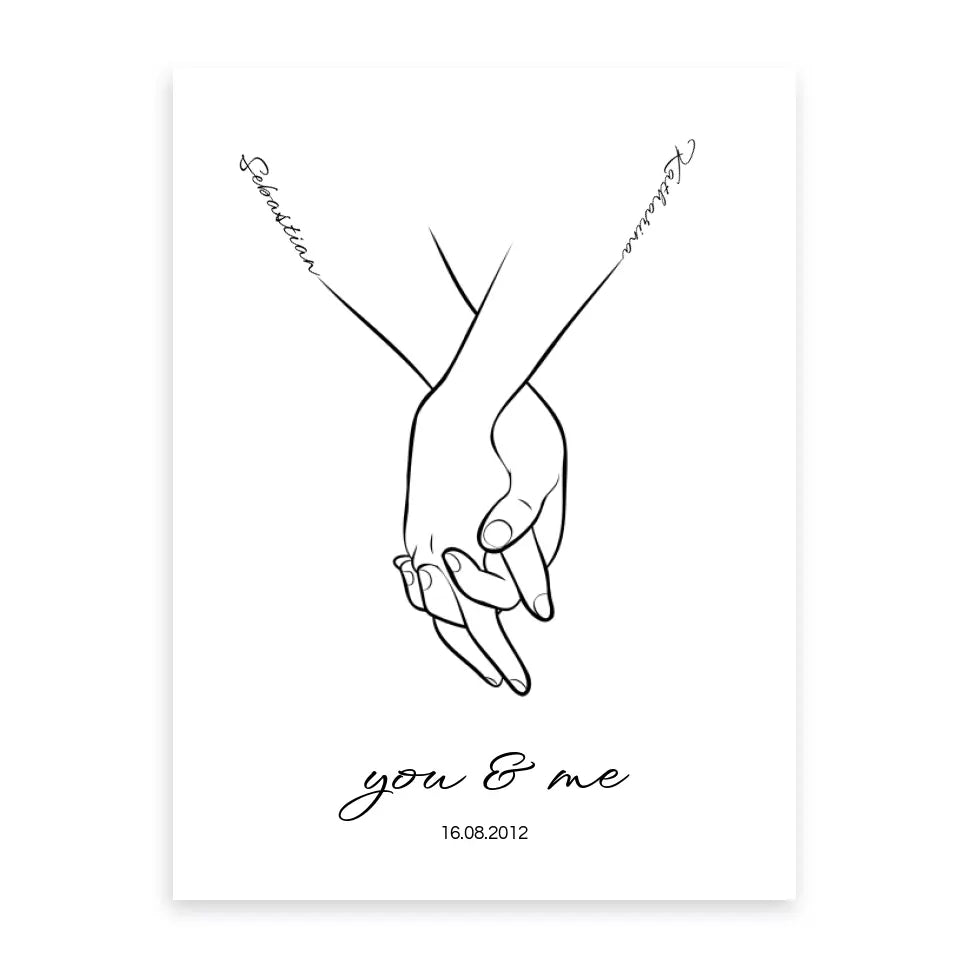 Hand in Hand Namen - Personalisiertes Poster