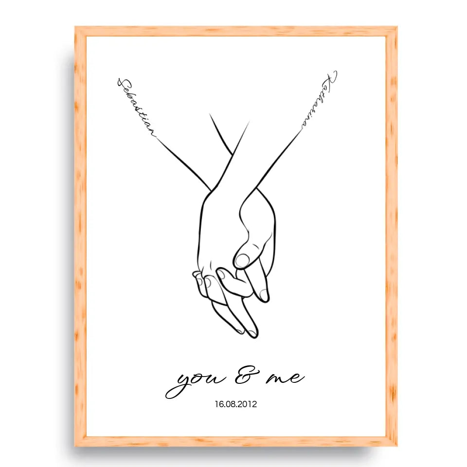 Hand in Hand Namen - Personalisiertes Poster