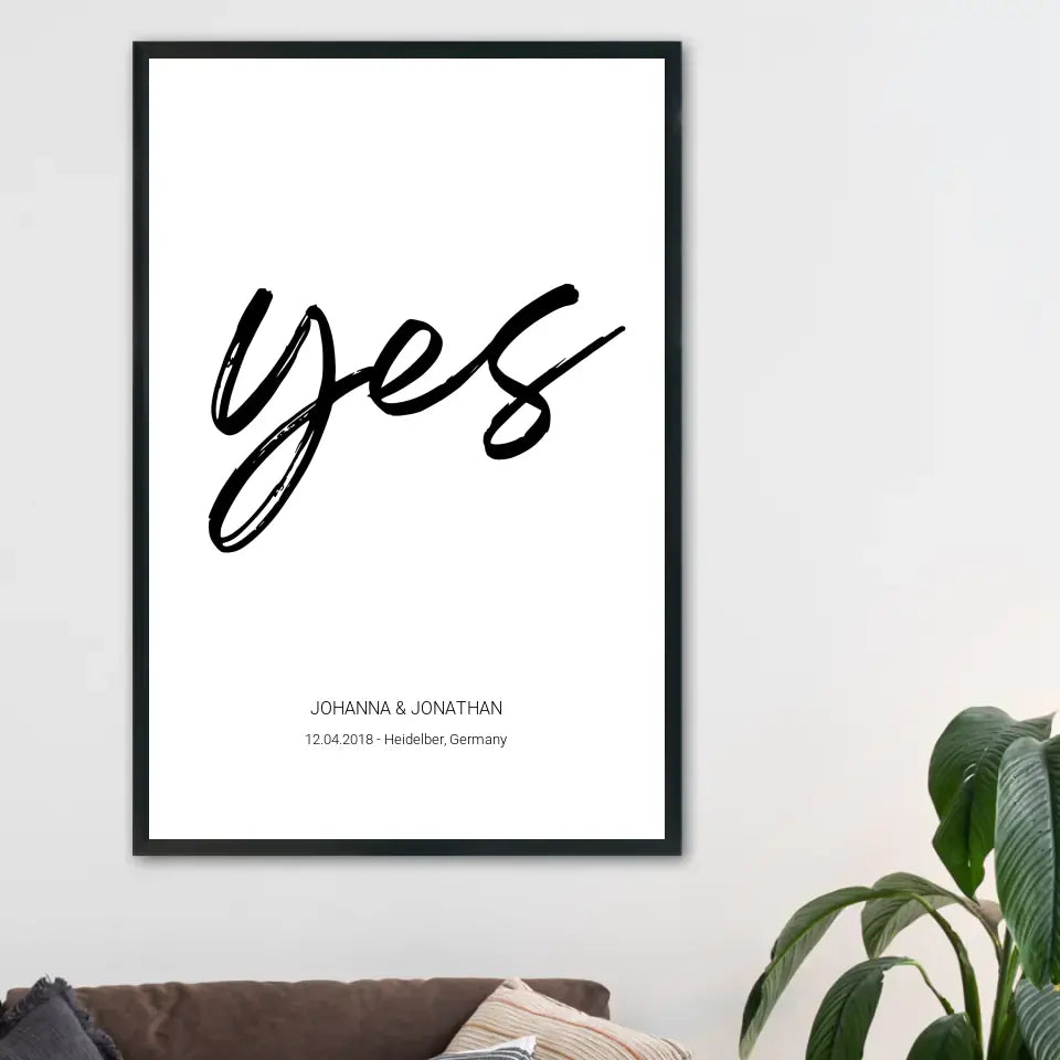"Yes" Poster - Personalisiert mit Namen und Datum