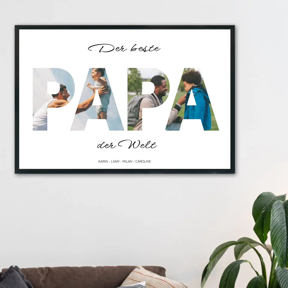Papa Wort Poster - Personalisiert mit Foto