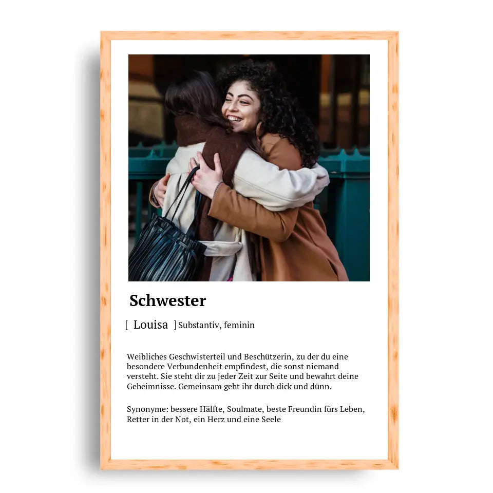 Schwester Definitionsposter - Personalisierbar mit Foto