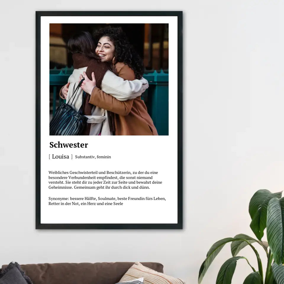 Schwester Definitionsposter - Personalisierbar mit Foto