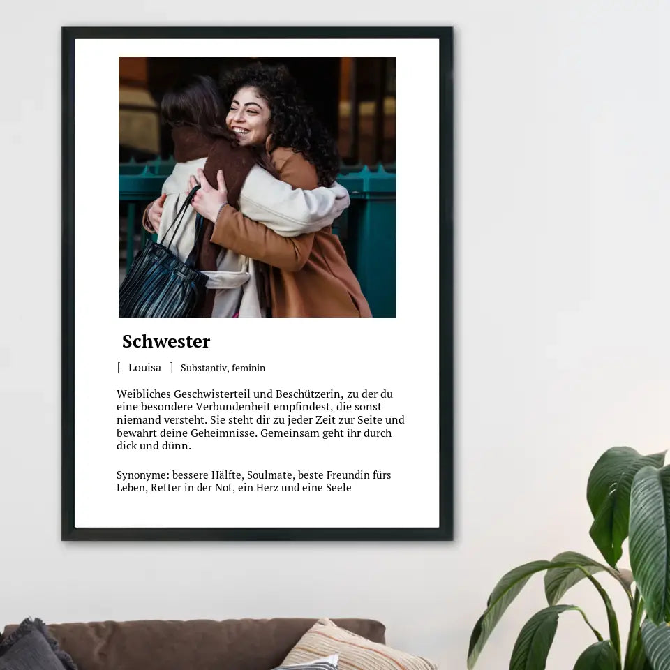 Schwester Definitionsposter - Personalisierbar mit Foto