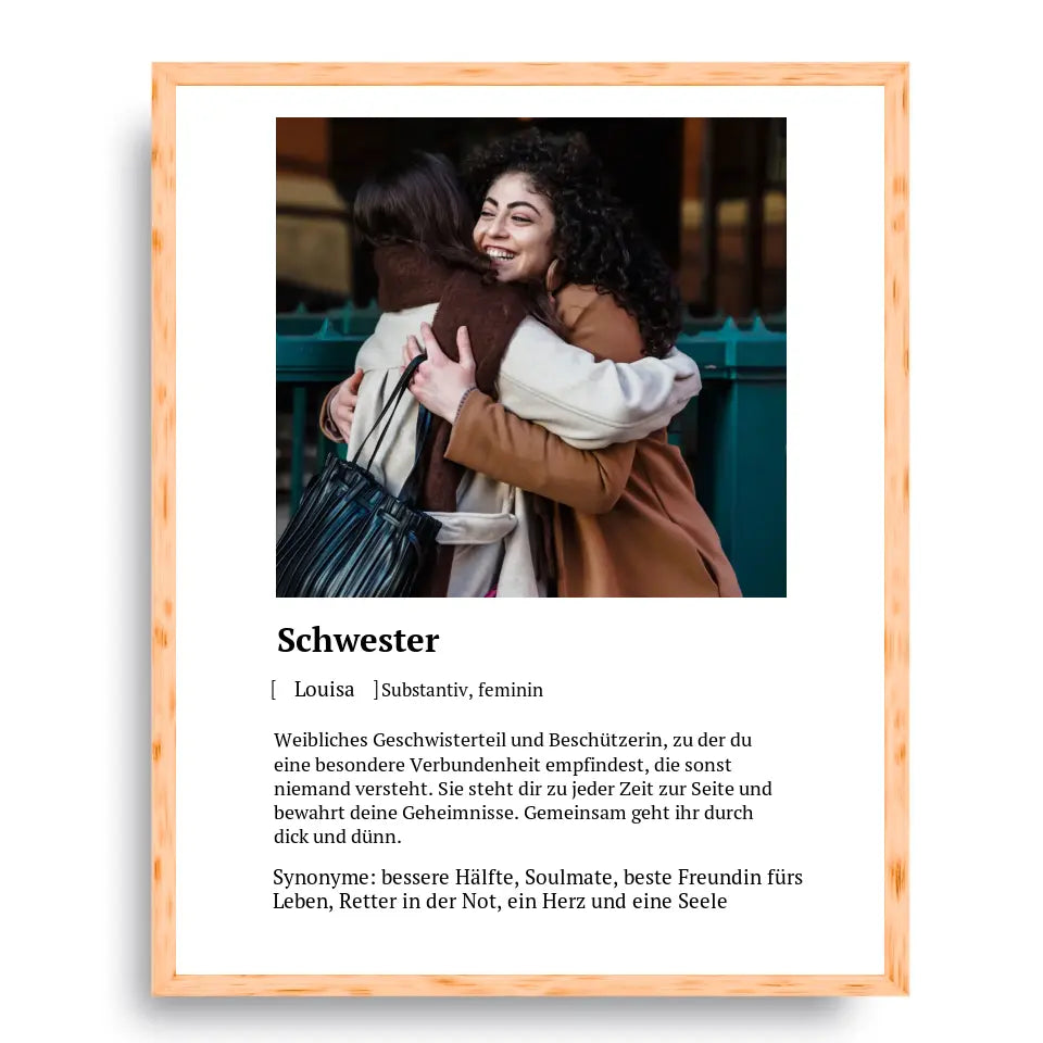 Schwester Definitionsposter - Personalisierbar mit Foto