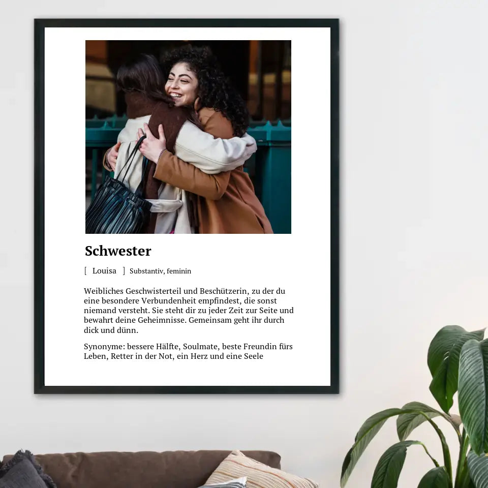 Schwester Definitionsposter - Personalisierbar mit Foto