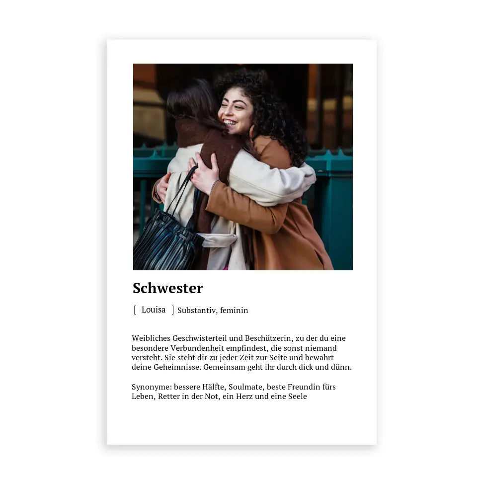 Schwester Definitionsposter - Personalisierbar mit Foto