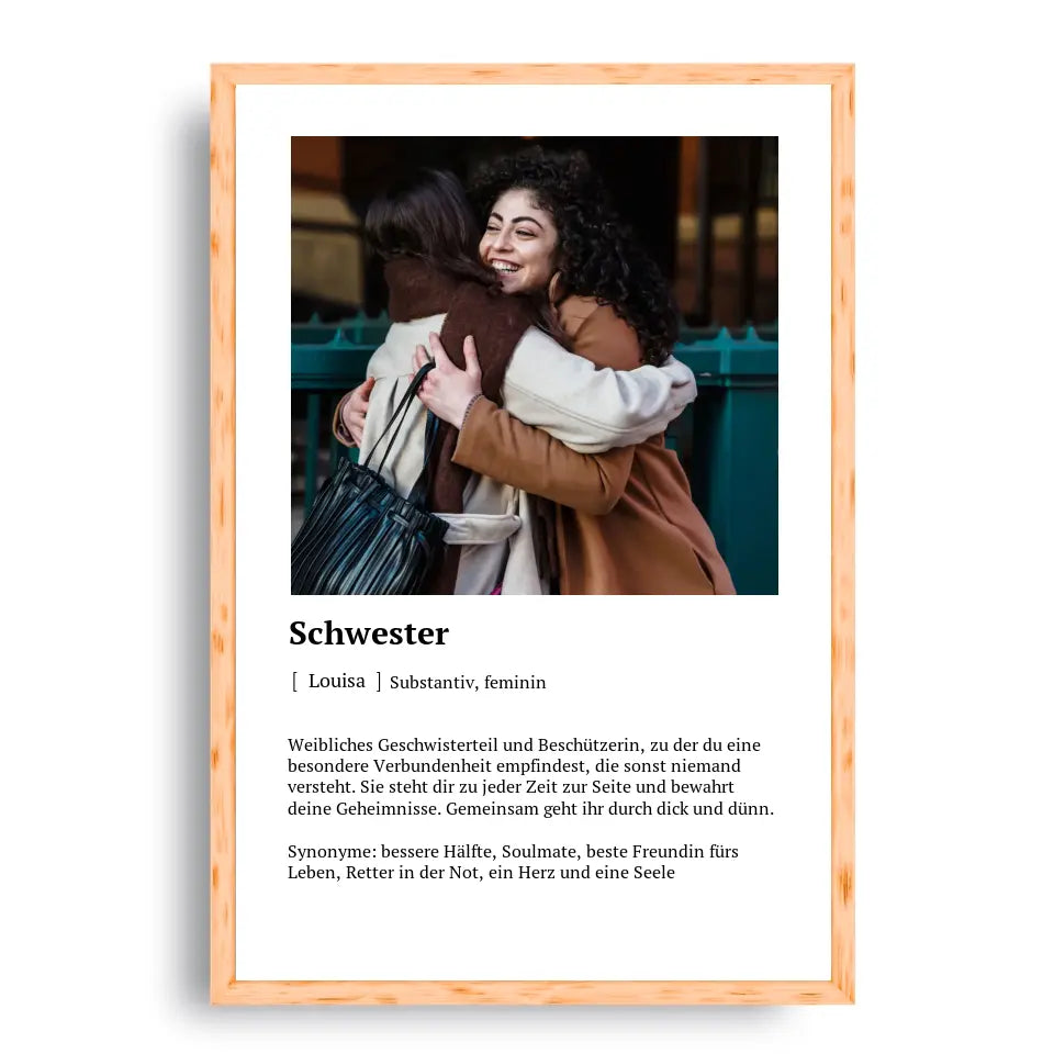 Schwester Definitionsposter - Personalisierbar mit Foto