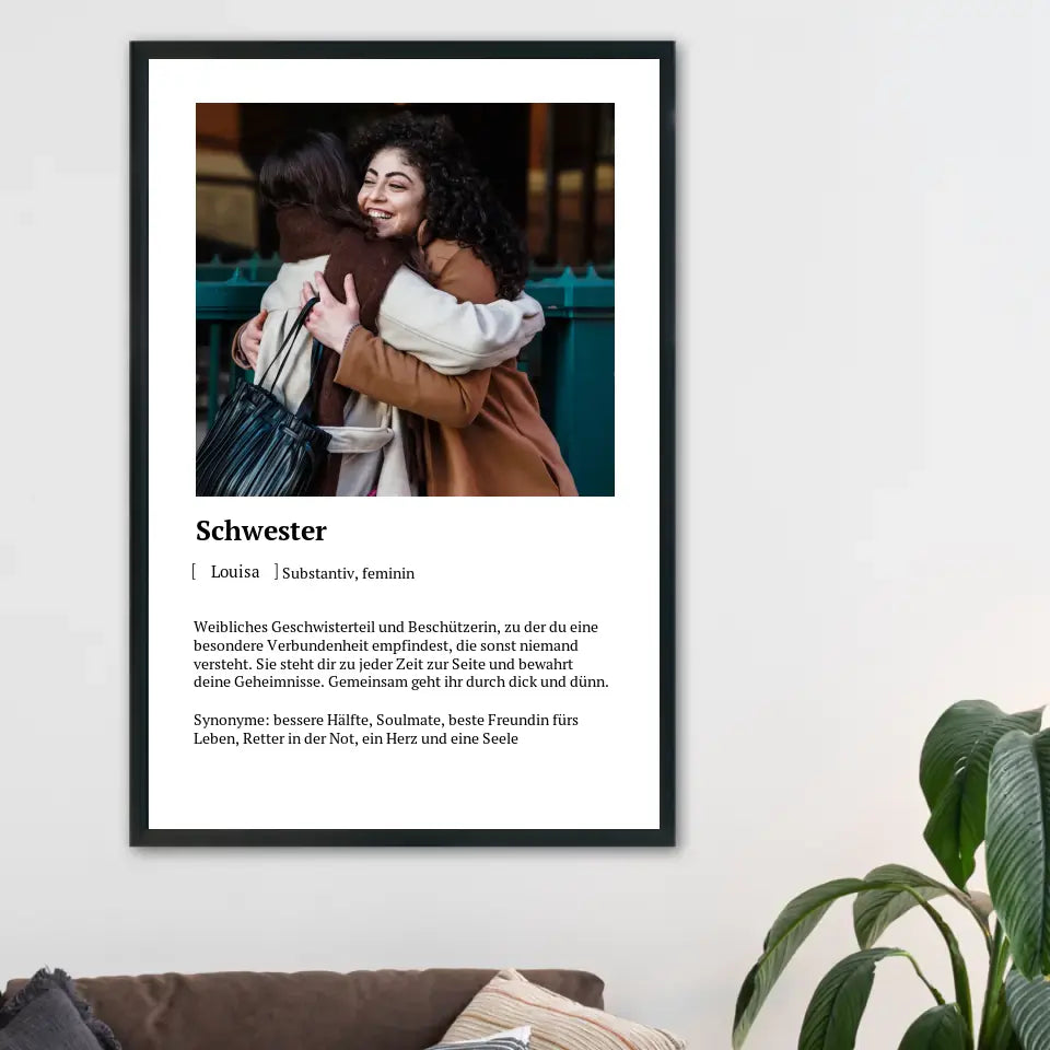 Schwester Definitionsposter - Personalisierbar mit Foto