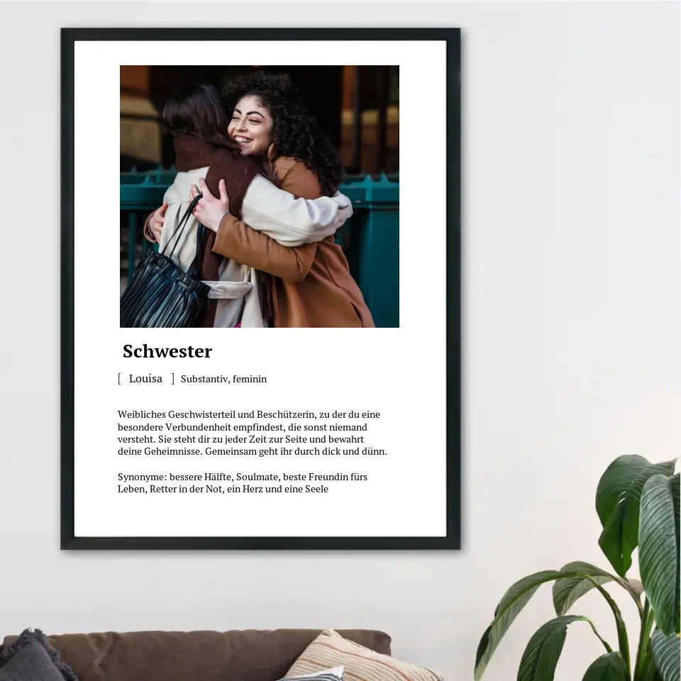 Schwester Definitionsposter - Personalisierbar mit Foto