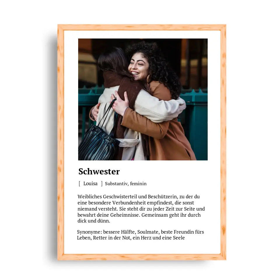 Schwester Definitionsposter - Personalisierbar mit Foto