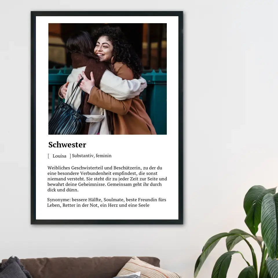 Schwester Definitionsposter - Personalisierbar mit Foto