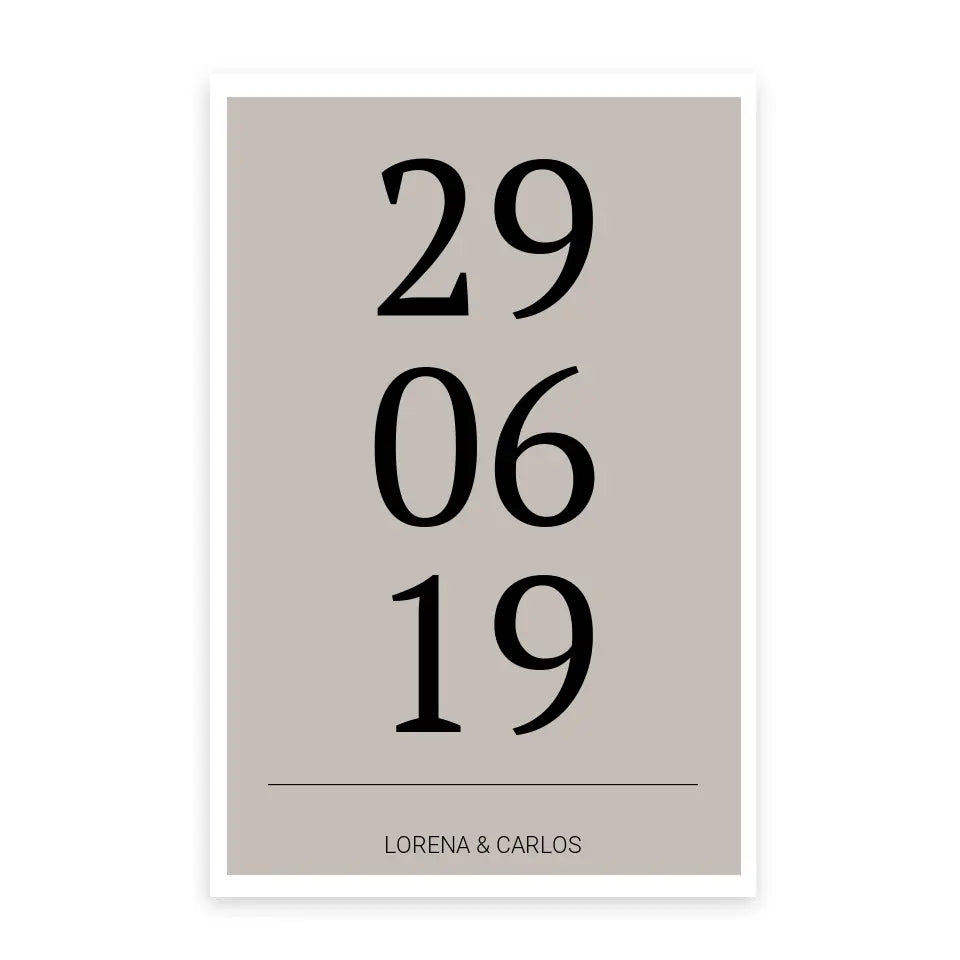 Horizontal Datum Poster - Personalisiert mit Namen