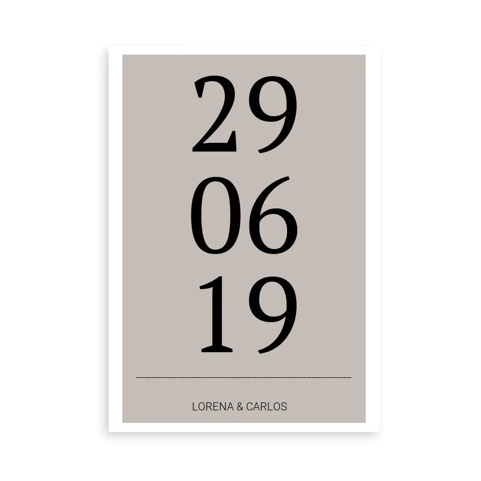 Horizontal Datum Poster - Personalisiert mit Namen