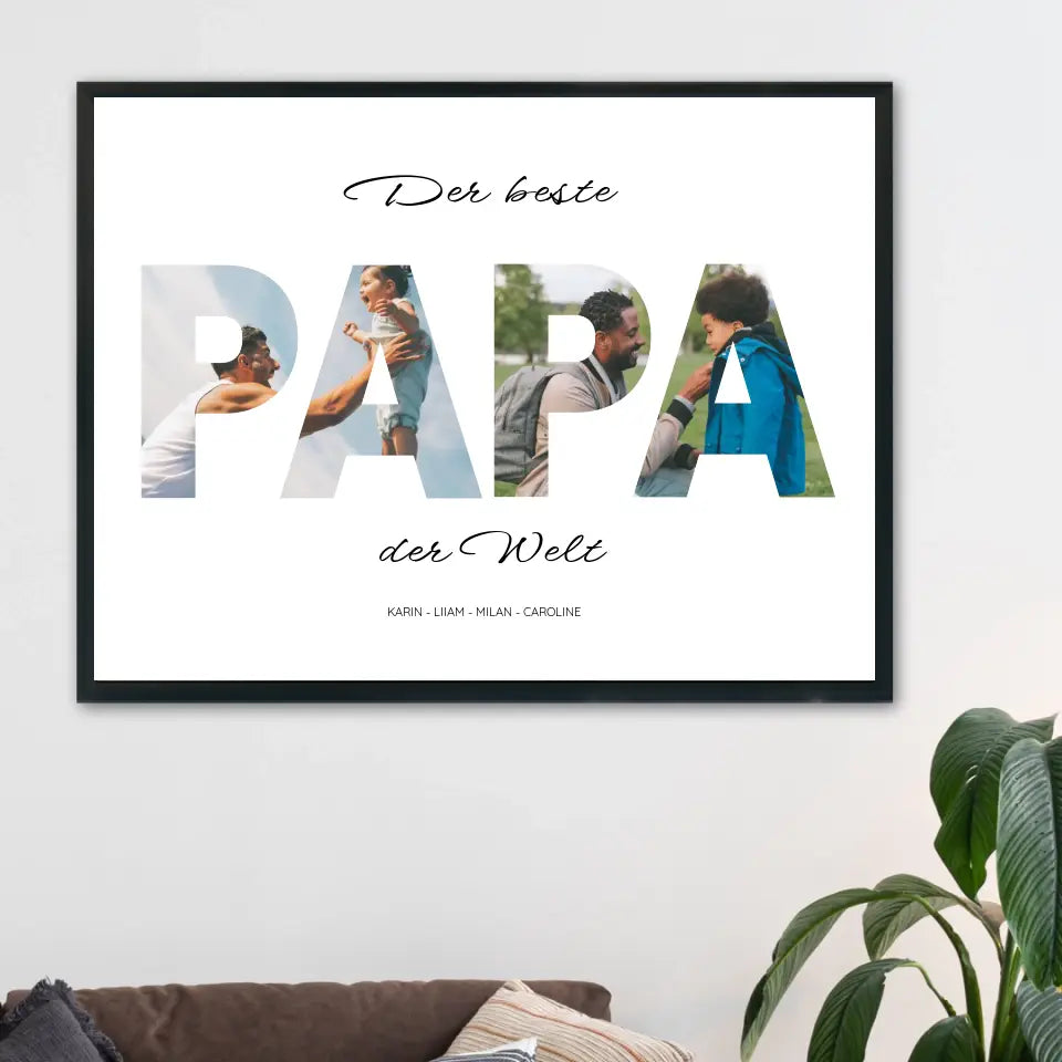 Papa Wort Poster - Personalisiert mit Foto