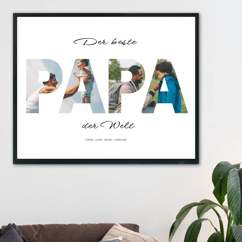 Papa Wort Poster - Personalisiert mit Foto