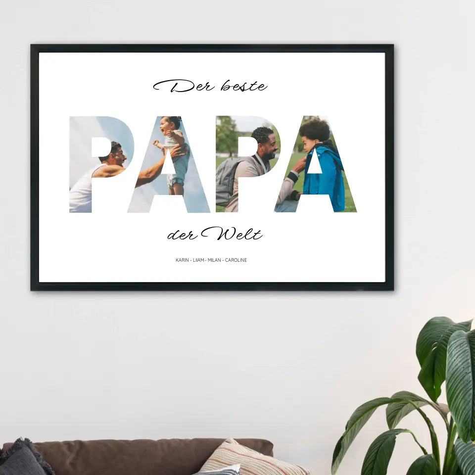 Papa Wort Poster - Personalisiert mit Foto