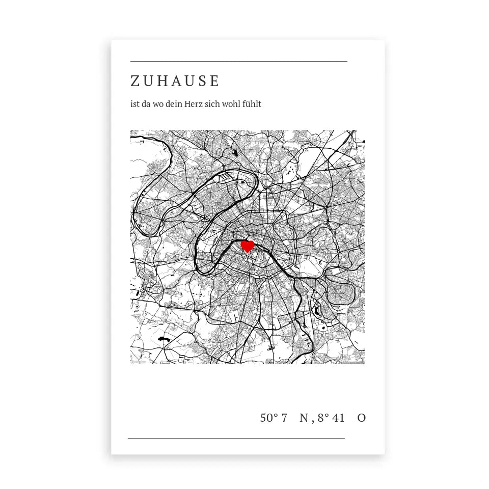 Zuhause Map Poster - Personalisiert mit Koordinaten