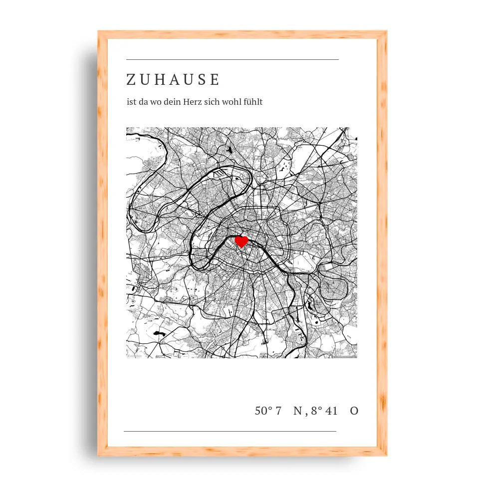 Zuhause Map Poster - Personalisiert mit Koordinaten