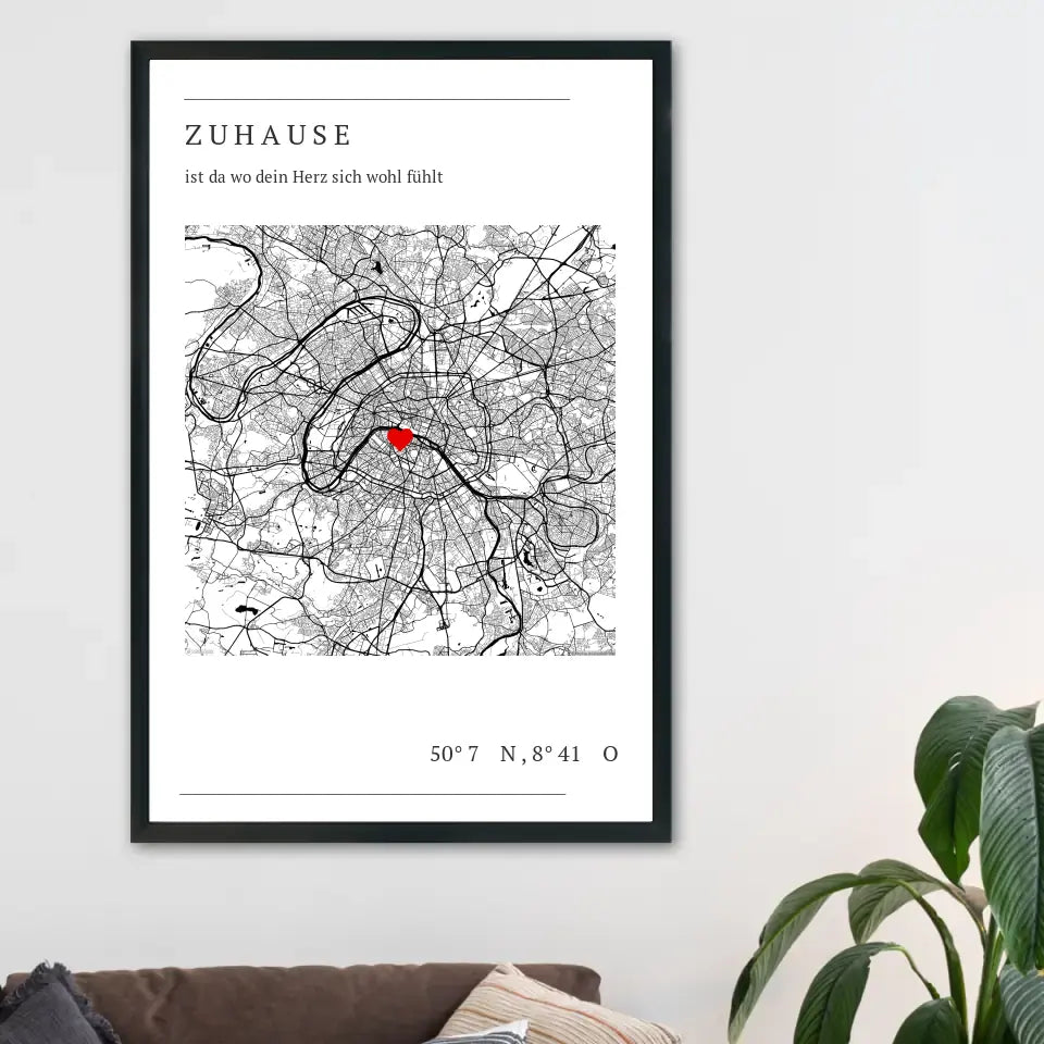 Zuhause Map Poster - Personalisiert mit Koordinaten