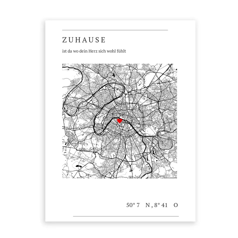 Zuhause Map Poster - Personalisiert mit Koordinaten