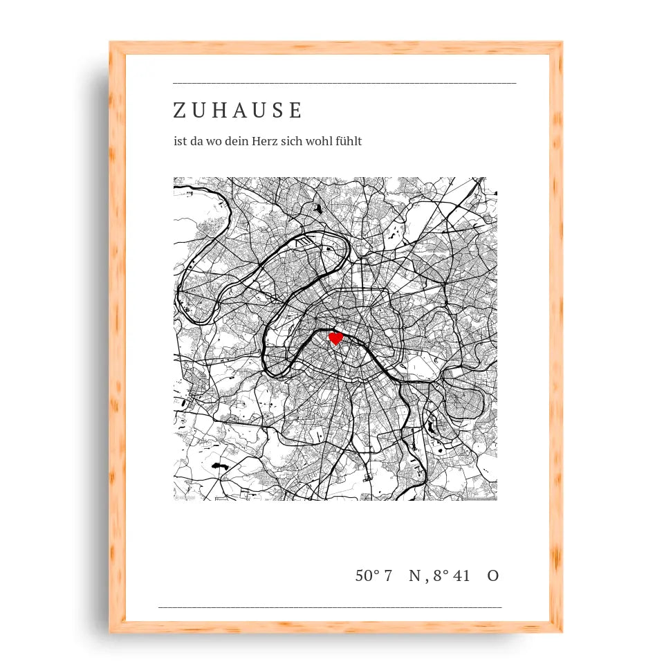 Zuhause Map Poster - Personalisiert mit Koordinaten