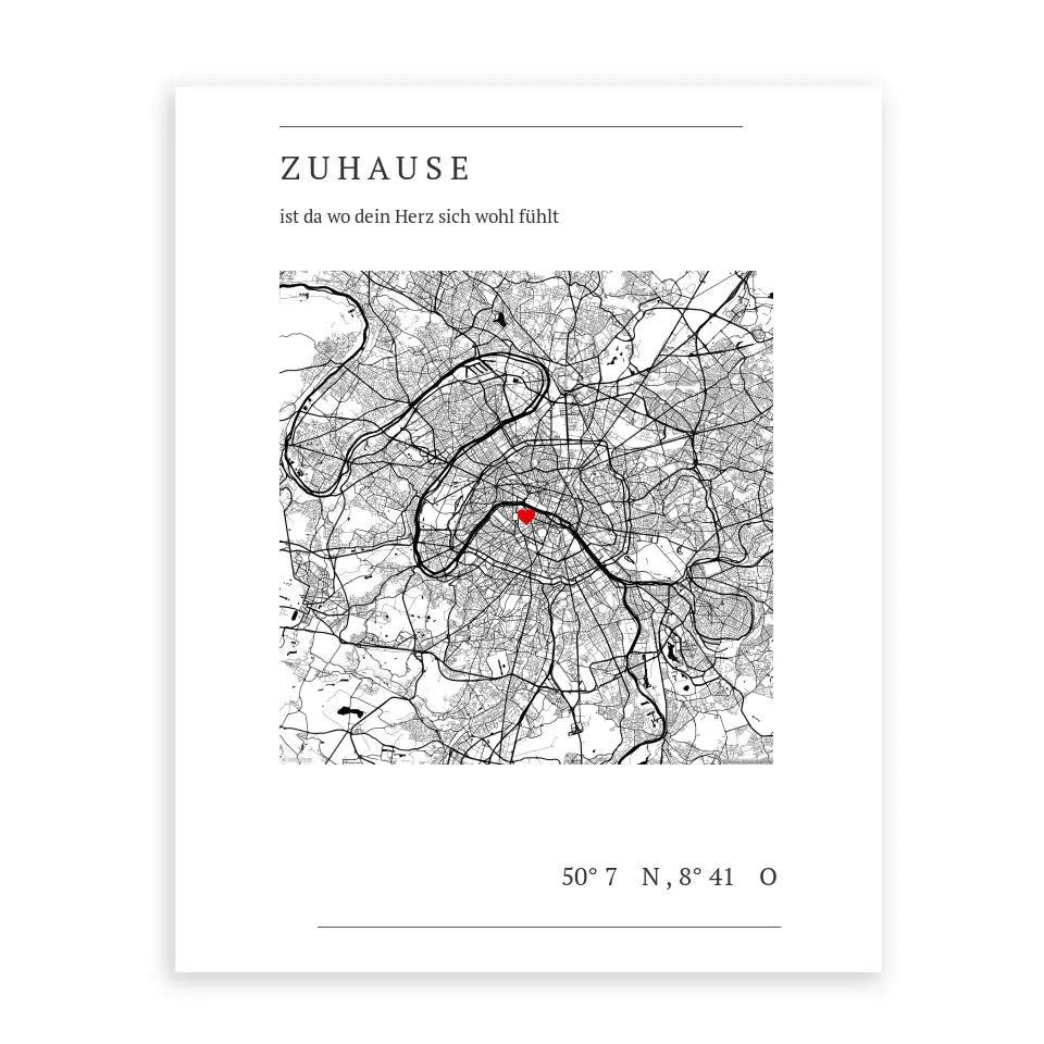 Zuhause Map Poster - Personalisiert mit Koordinaten