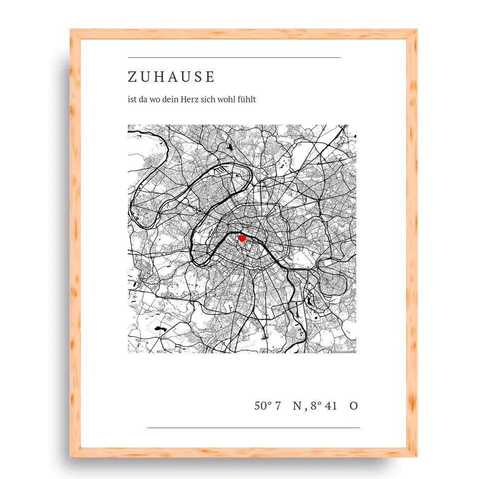 Zuhause Map Poster - Personalisiert mit Koordinaten