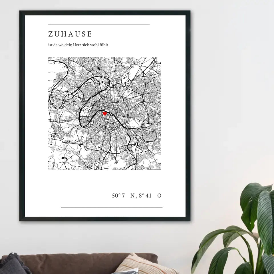Zuhause Map Poster - Personalisiert mit Koordinaten