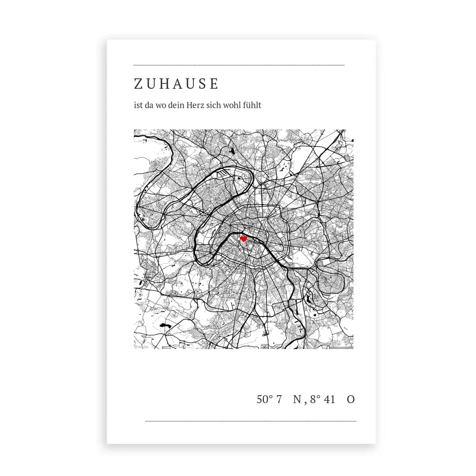 Zuhause Map Poster - Personalisiert mit Koordinaten