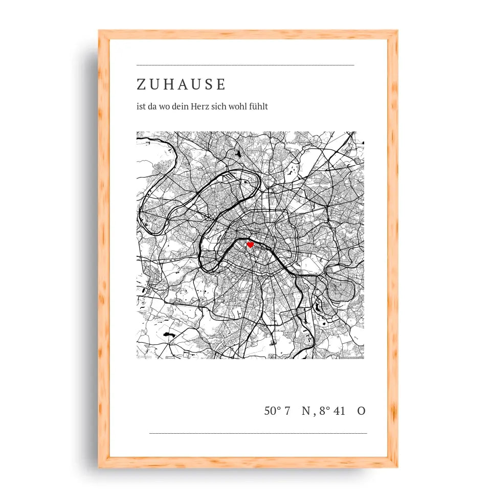 Zuhause Map Poster - Personalisiert mit Koordinaten