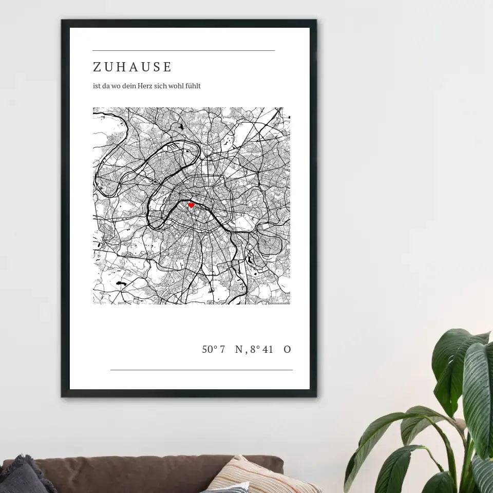 Zuhause Map Poster - Personalisiert mit Koordinaten