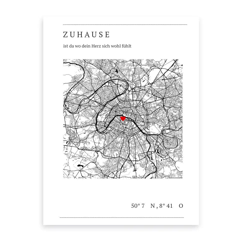 Zuhause Map Poster - Personalisiert mit Koordinaten