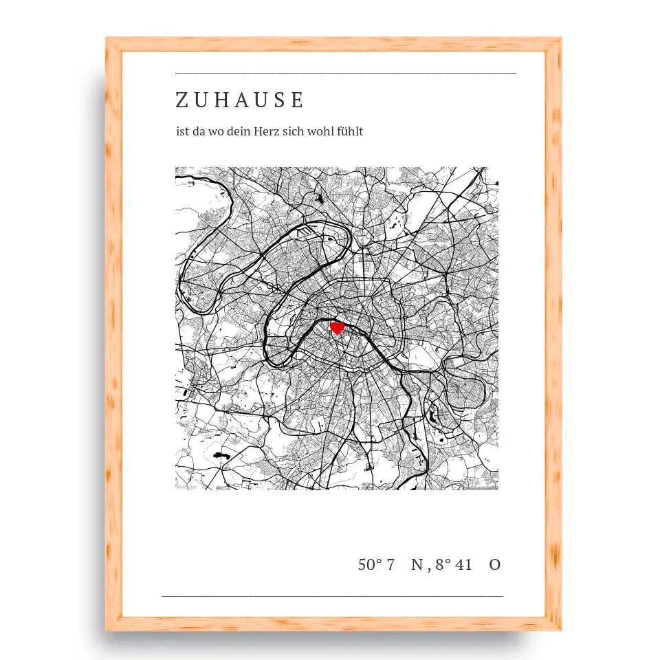 Zuhause Map Poster - Personalisiert mit Koordinaten