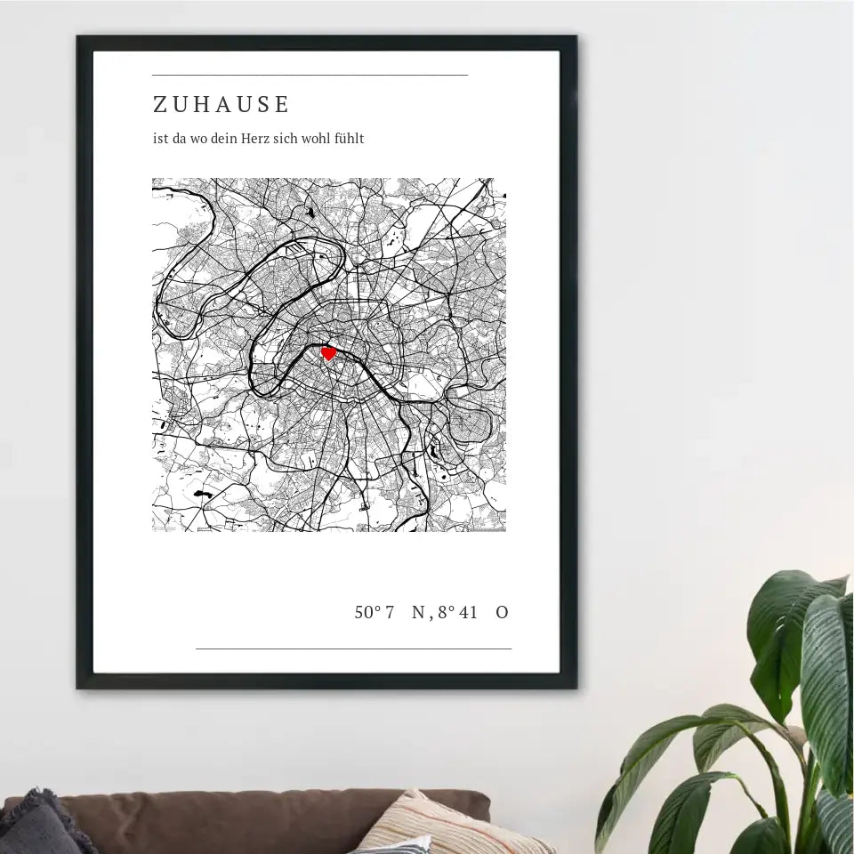 Zuhause Map Poster - Personalisiert mit Koordinaten