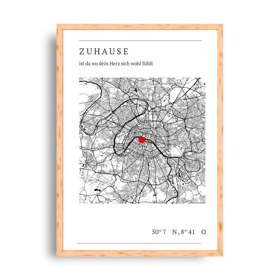 Zuhause Map Poster - Personalisiert mit Koordinaten
