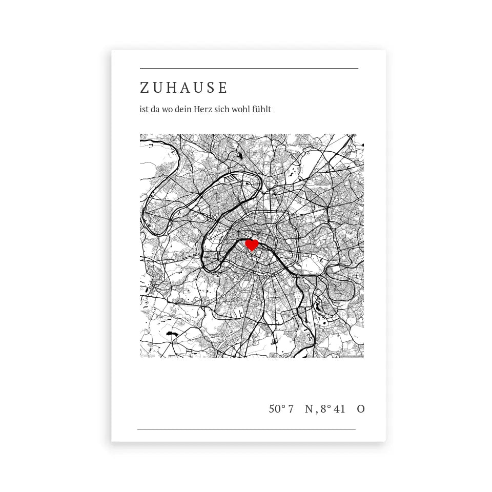 Zuhause Map Poster - Personalisiert mit Koordinaten