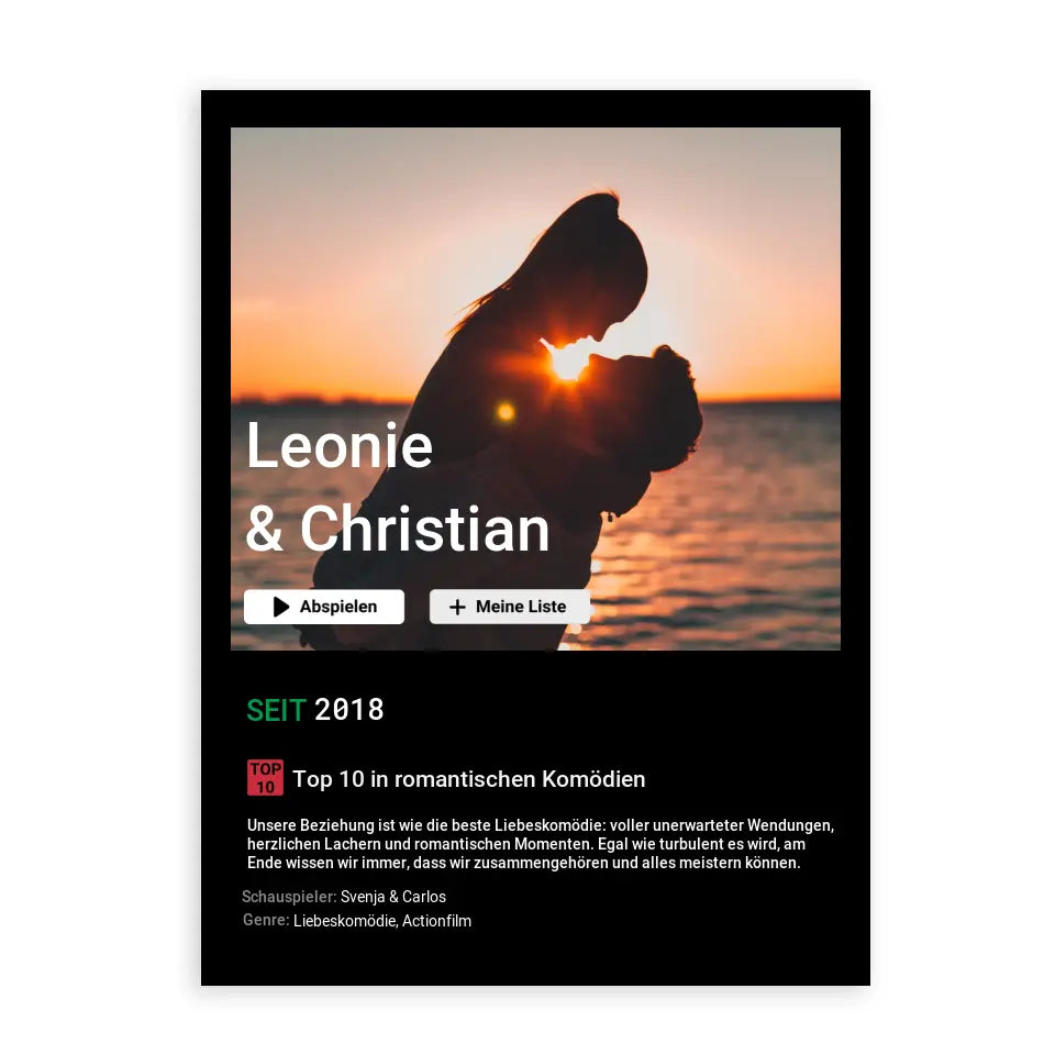 Liebesfilm - Personalisiertes Poster mit Foto