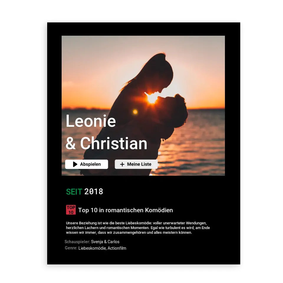 Liebesfilm - Personalisiertes Poster mit Foto