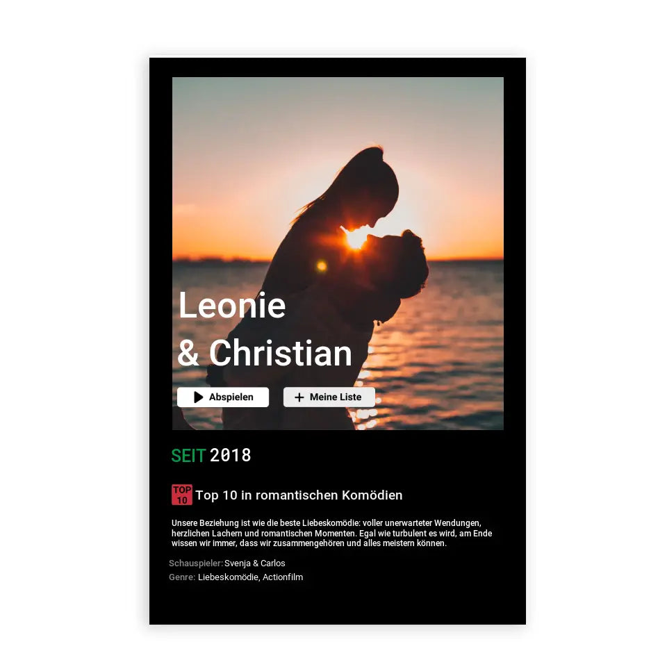 Liebesfilm - Personalisiertes Poster mit Foto