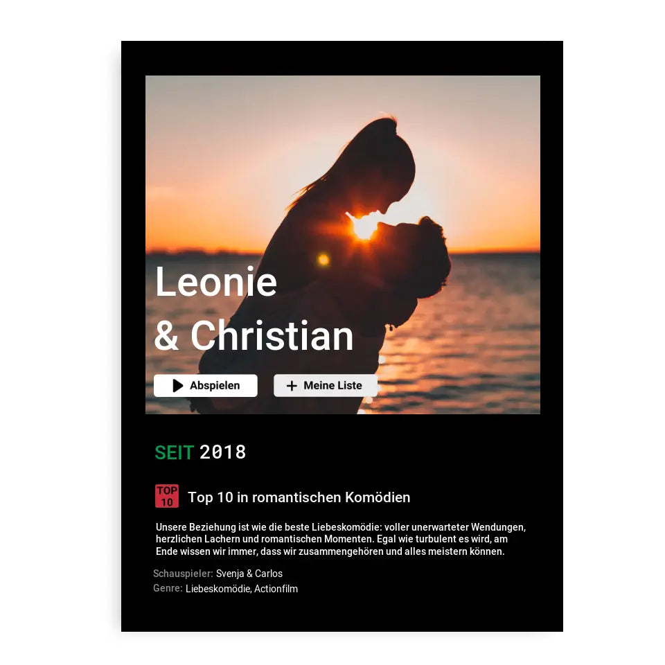 Liebesfilm - Personalisiertes Poster mit Foto