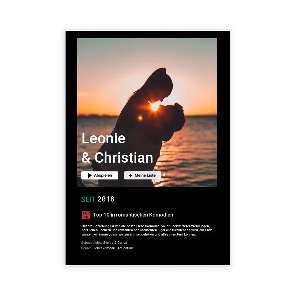 Liebesfilm - Personalisiertes Poster mit Foto