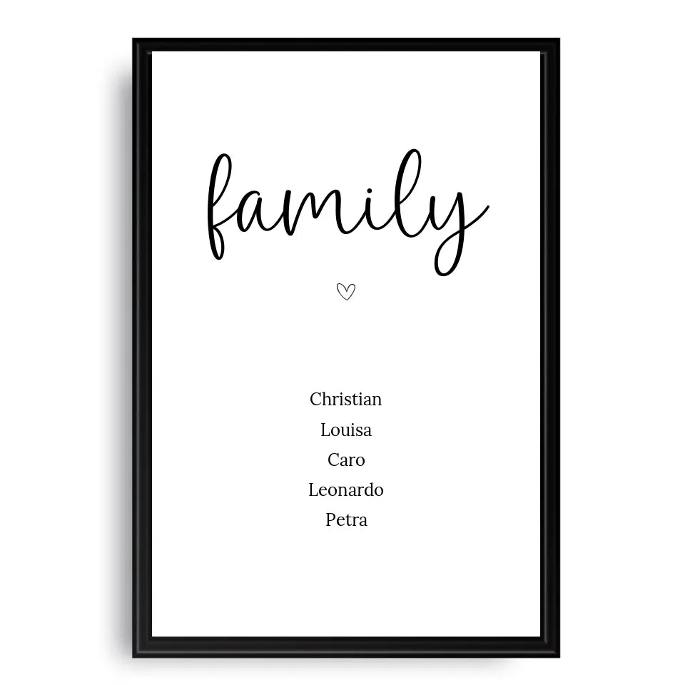 "family" Poster - Personalisiert mit 5 Namen