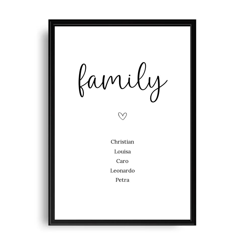 "family" Poster - Personalisiert mit 5 Namen