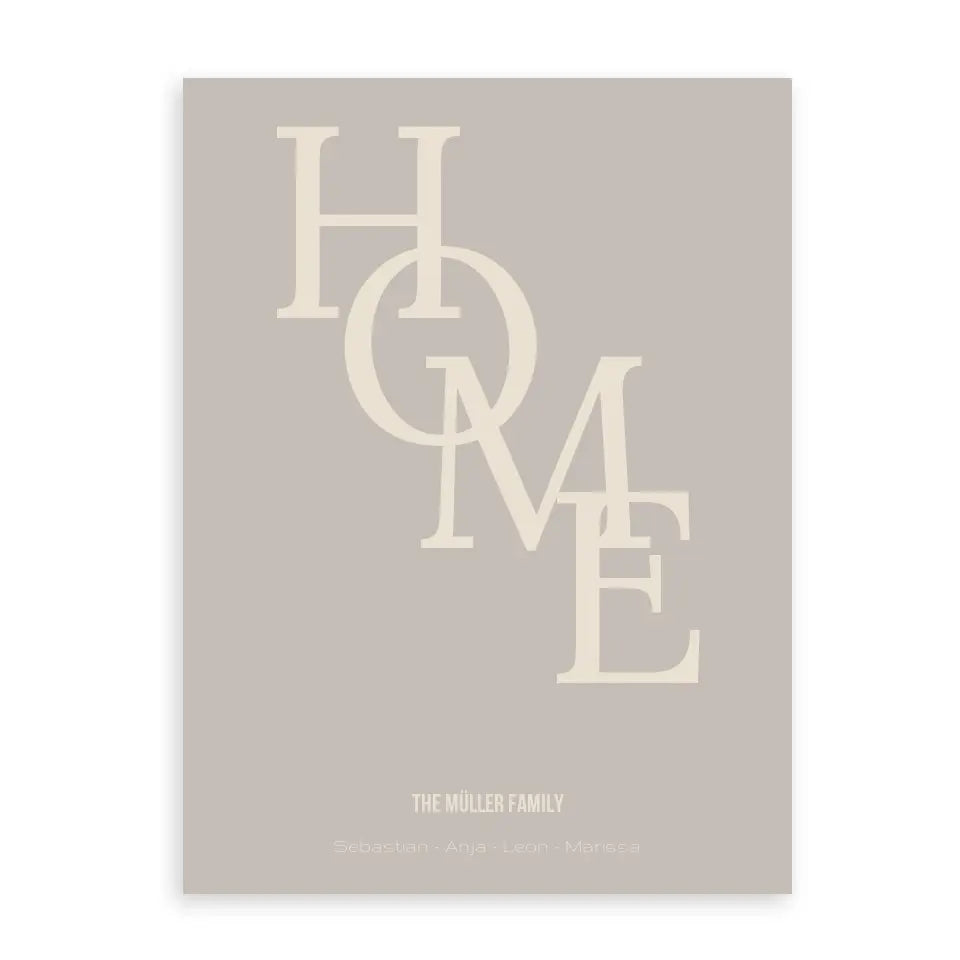 Home Poster - Personalisiert mit Namen der Familie