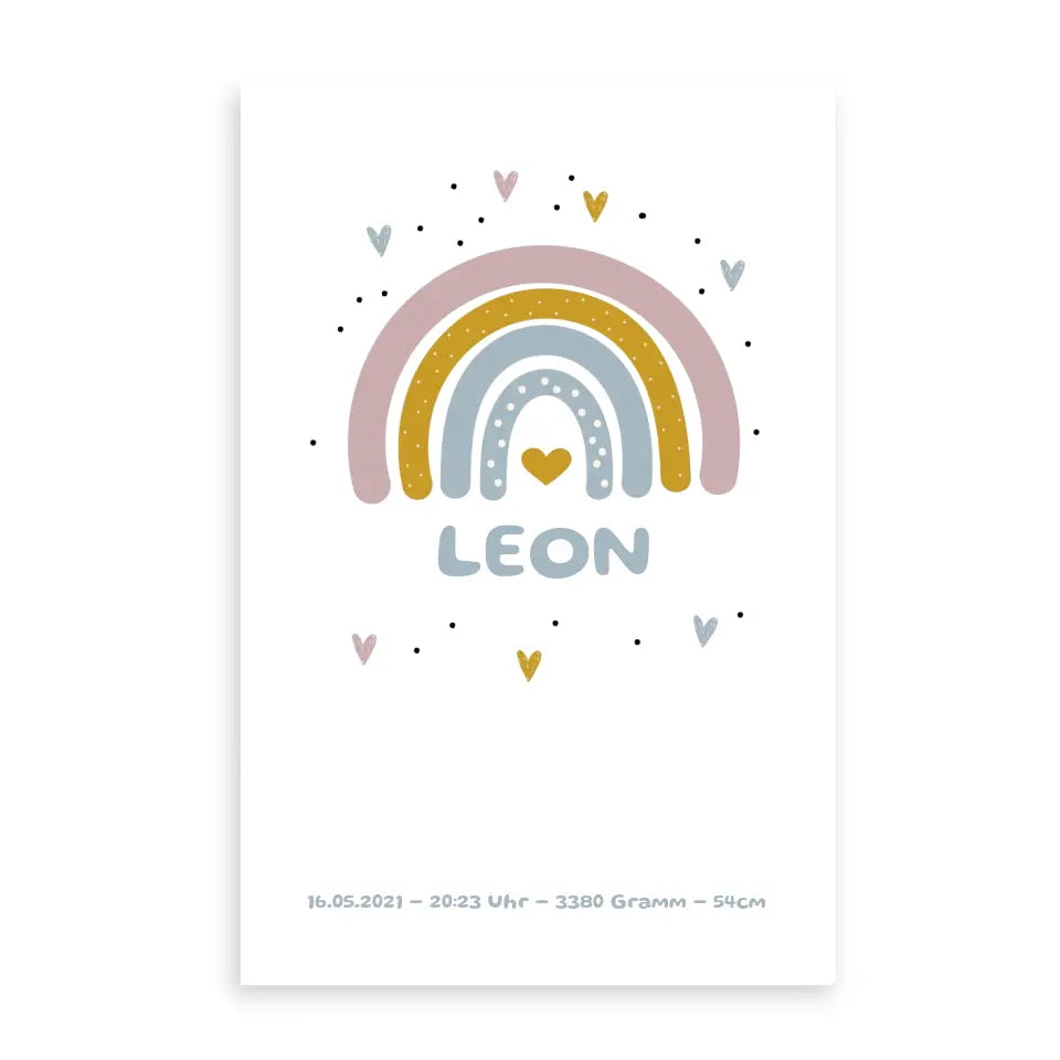 Regenbogen Poster für Kinder - Personalisiert mit Name