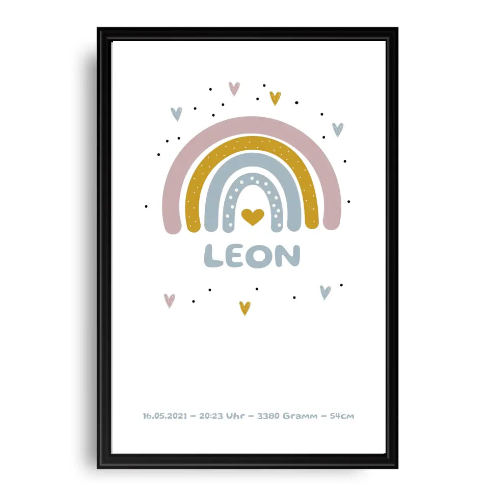 Regenbogen Poster für Kinder - Personalisiert mit Name
