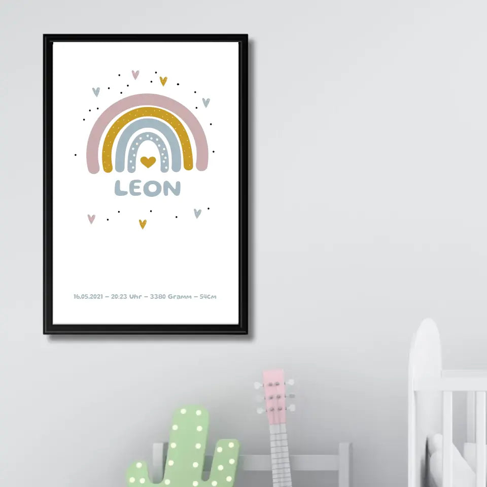 Regenbogen Poster für Kinder - Personalisiert mit Name
