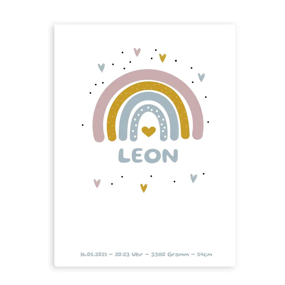Regenbogen Poster für Kinder - Personalisiert mit Name