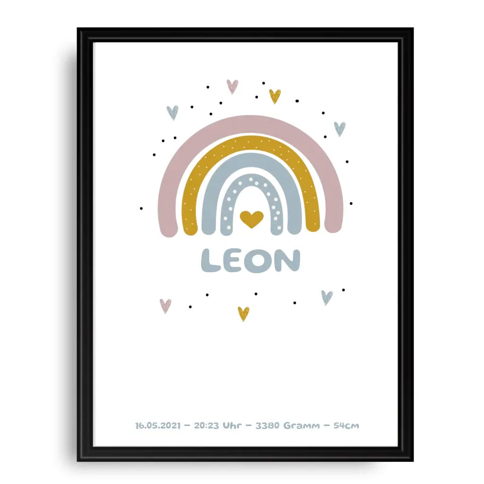 Regenbogen Poster für Kinder - Personalisiert mit Name
